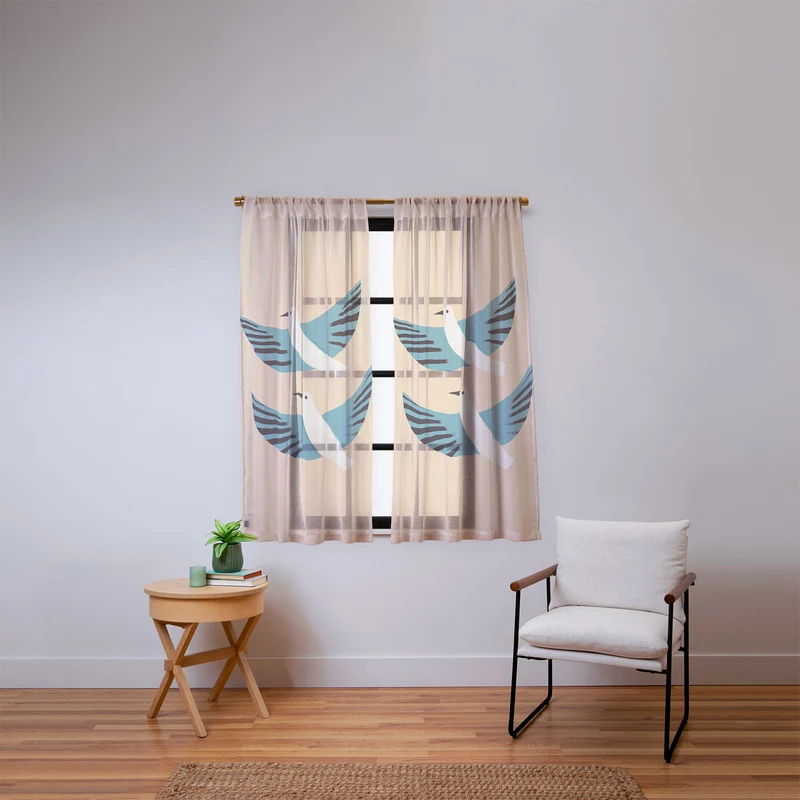 Two Graceful White Birds Window Curtain