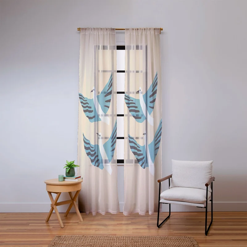 Two Graceful White Birds Window Curtain