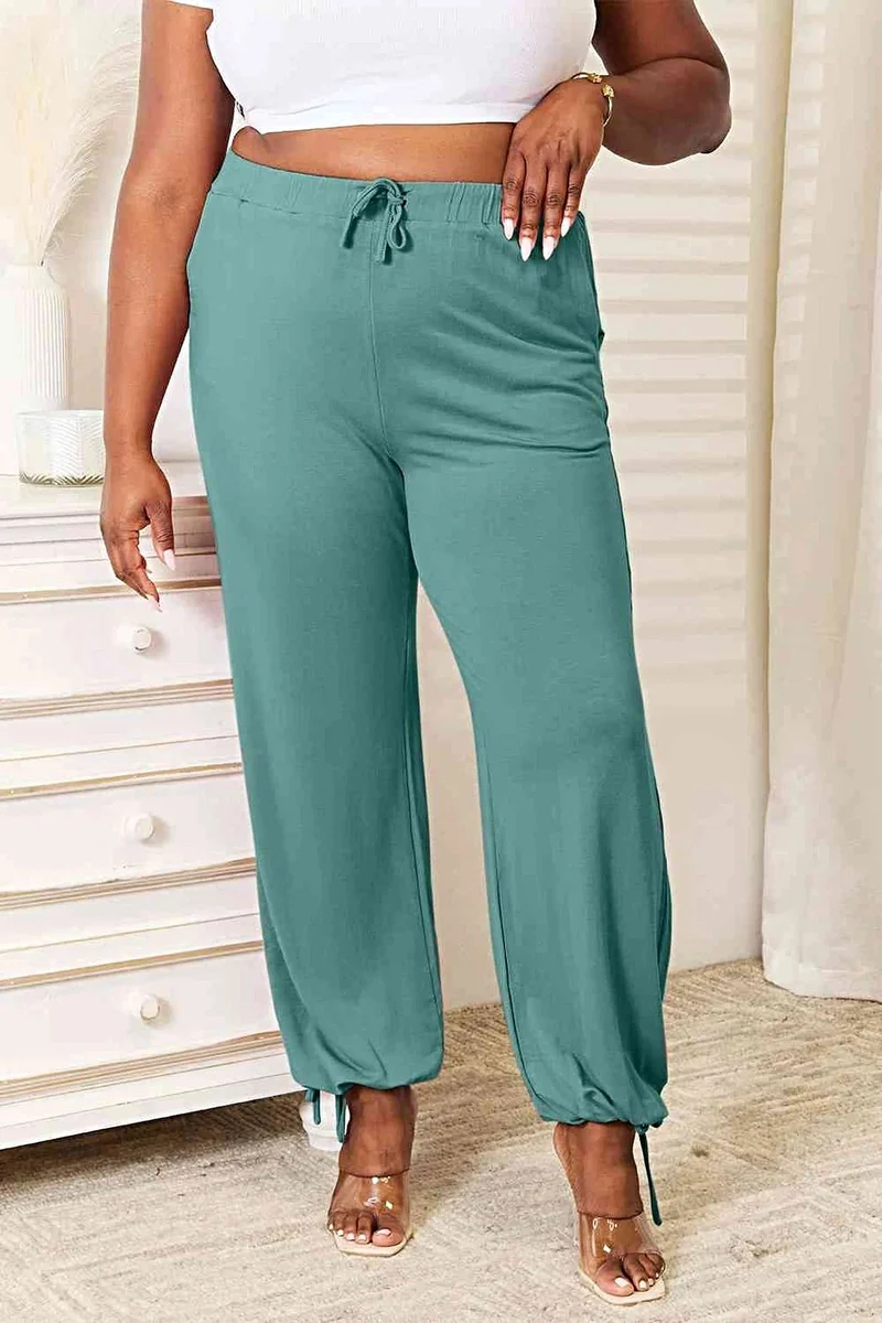 Luxe lange broek met trekkoord in de taille en zakken - Zachte, ondoorzichtige rayonmix