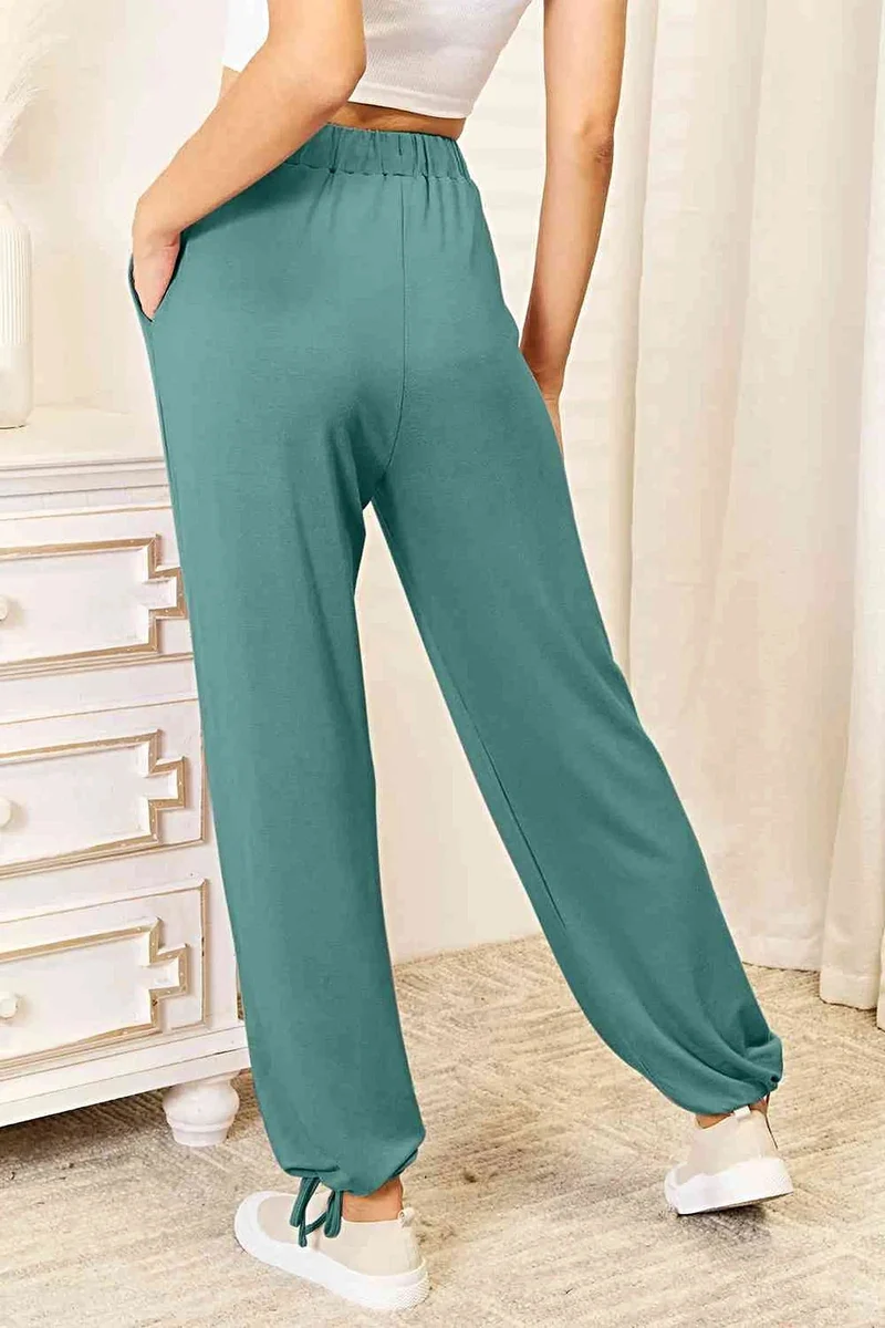Luxe lange broek met trekkoord in de taille en zakken - Zachte, ondoorzichtige rayonmix