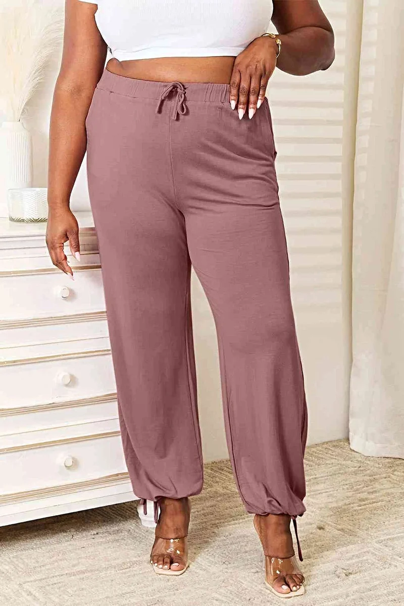 Luxe lange broek met trekkoord in de taille en zakken - Zachte, ondoorzichtige rayonmix