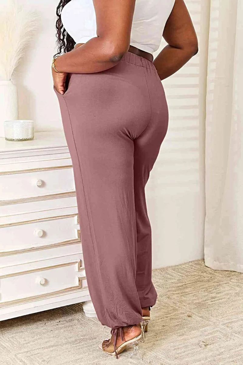 Luxe lange broek met trekkoord in de taille en zakken - Zachte, ondoorzichtige rayonmix