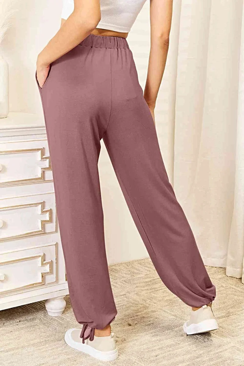Luxe lange broek met trekkoord in de taille en zakken - Zachte, ondoorzichtige rayonmix