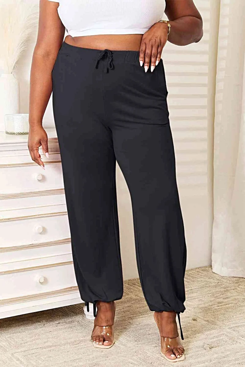 Luxe lange broek met trekkoord in de taille en zakken - Zachte, ondoorzichtige rayonmix