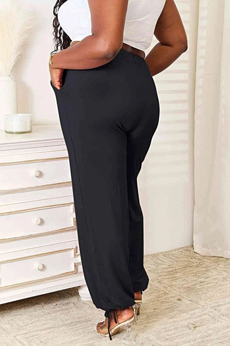 Luxe lange broek met trekkoord in de taille en zakken - Zachte, ondoorzichtige rayonmix
