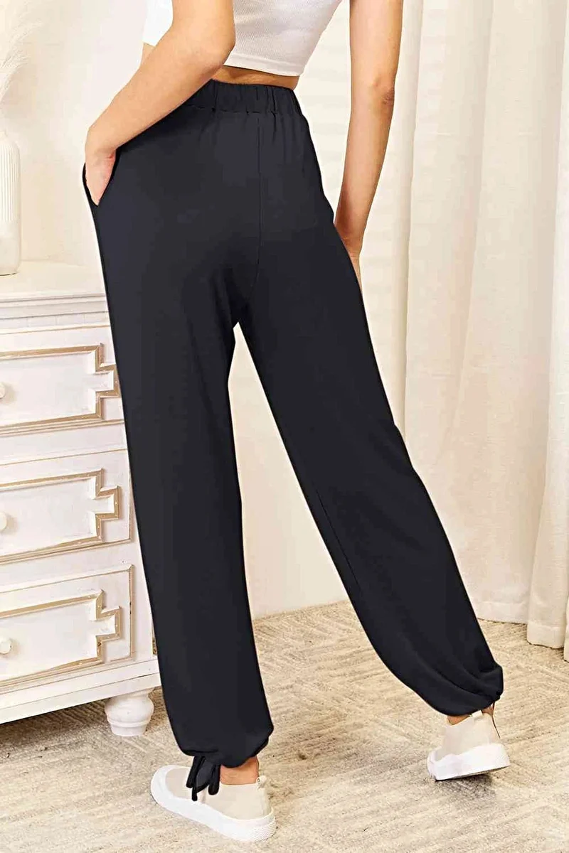 Luxe lange broek met trekkoord in de taille en zakken - Zachte, ondoorzichtige rayonmix