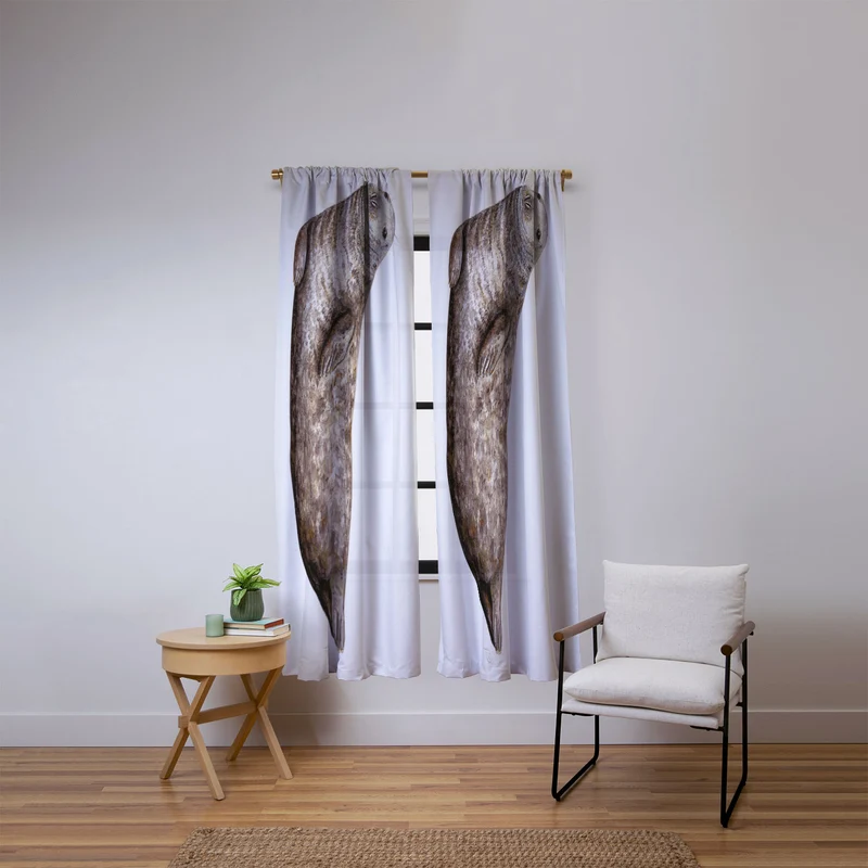 Grey seal Window Curtain