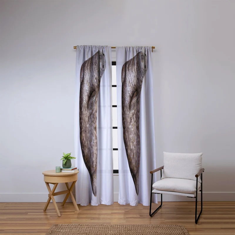 Grey seal Window Curtain