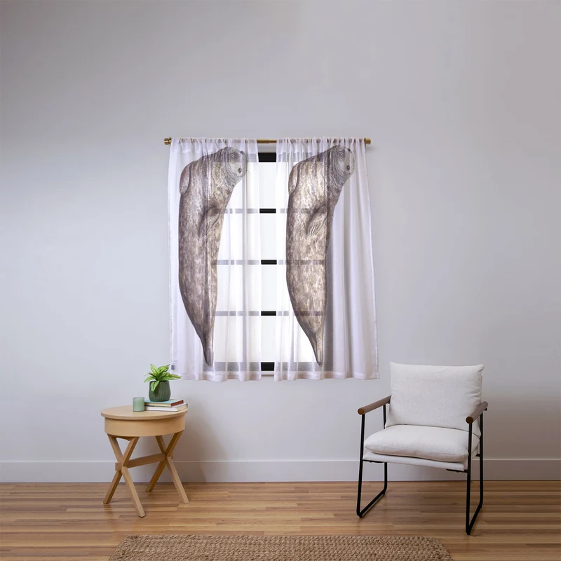 Grey seal Window Curtain