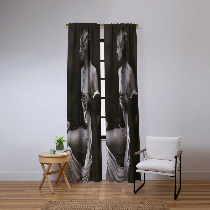 Ziegfeld Follies actress showgirl and dancer Marilynn Miller black and white vintage photograph Window Curtain