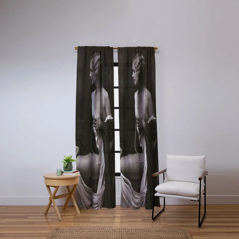 Ziegfeld Follies actress showgirl and dancer Marilynn Miller black and white vintage photograph Window Curtain