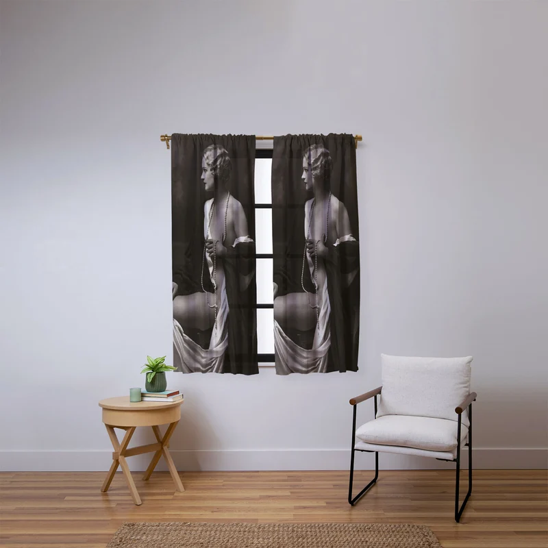 Ziegfeld Follies actress showgirl and dancer Marilynn Miller black and white vintage photograph Window Curtain