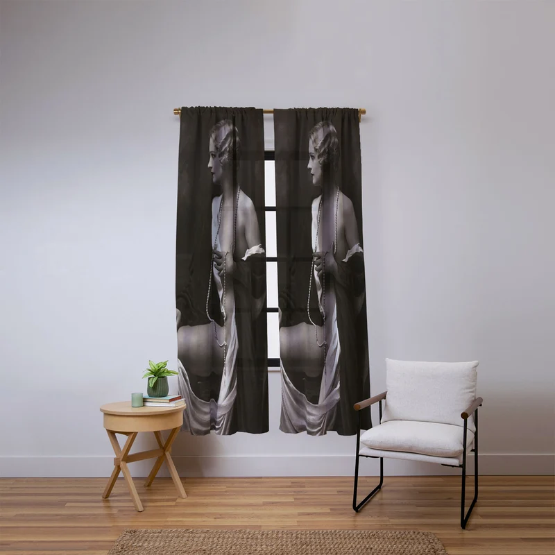 Ziegfeld Follies actress showgirl and dancer Marilynn Miller black and white vintage photograph Window Curtain