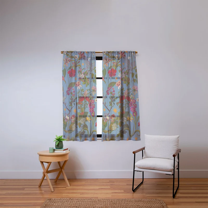 Amryllis Star Slate Window Curtain