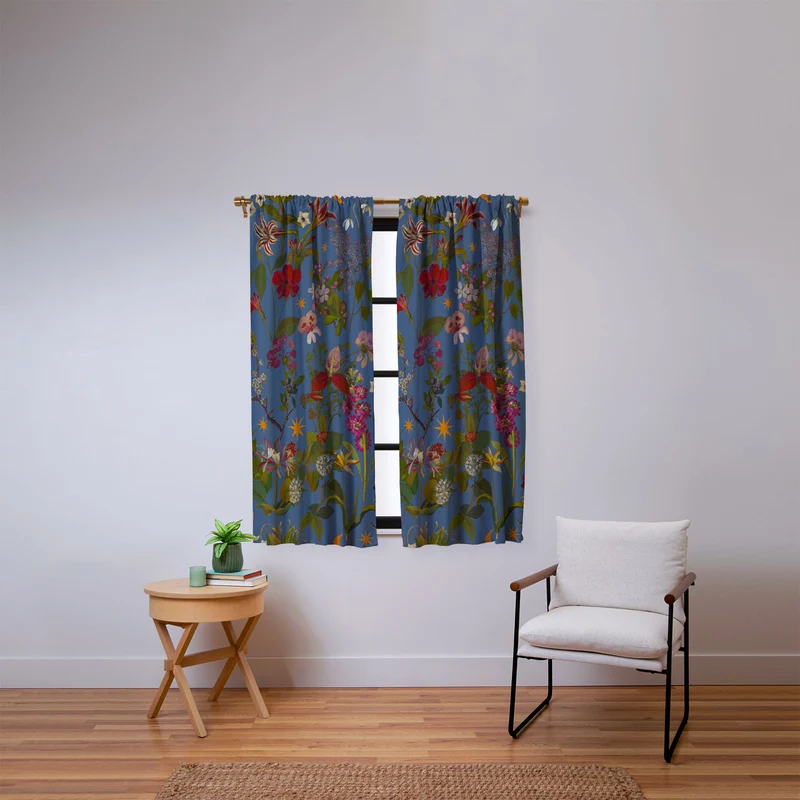 Amryllis Star Periwinkle Window Curtain