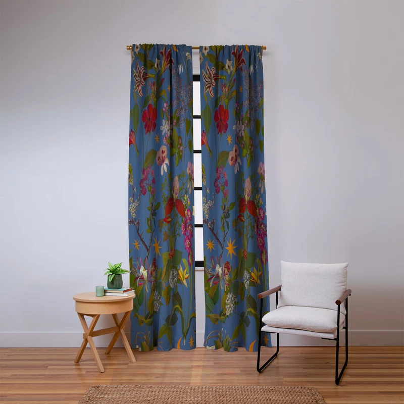 Amryllis Star Periwinkle Window Curtain