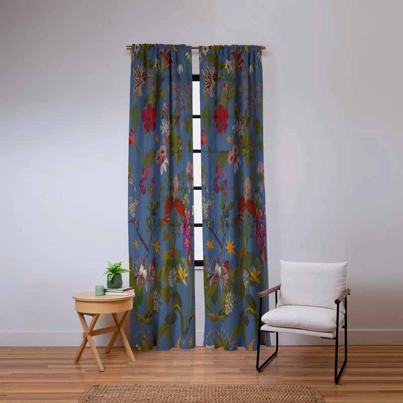 Amryllis Star Periwinkle Window Curtain
