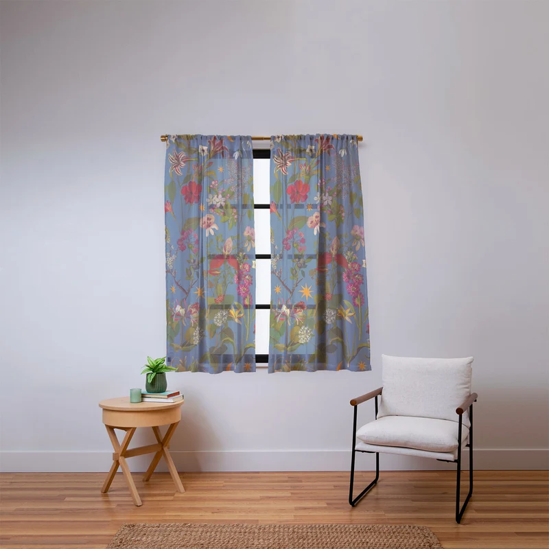 Amryllis Star Periwinkle Window Curtain