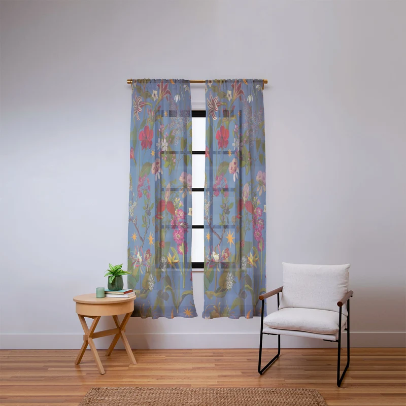 Amryllis Star Periwinkle Window Curtain