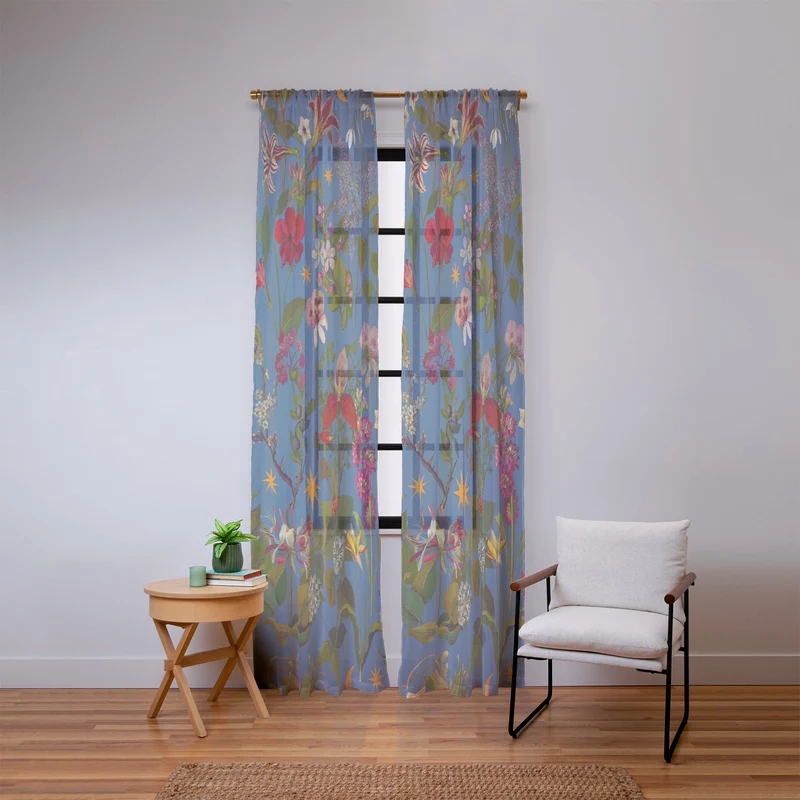 Amryllis Star Periwinkle Window Curtain