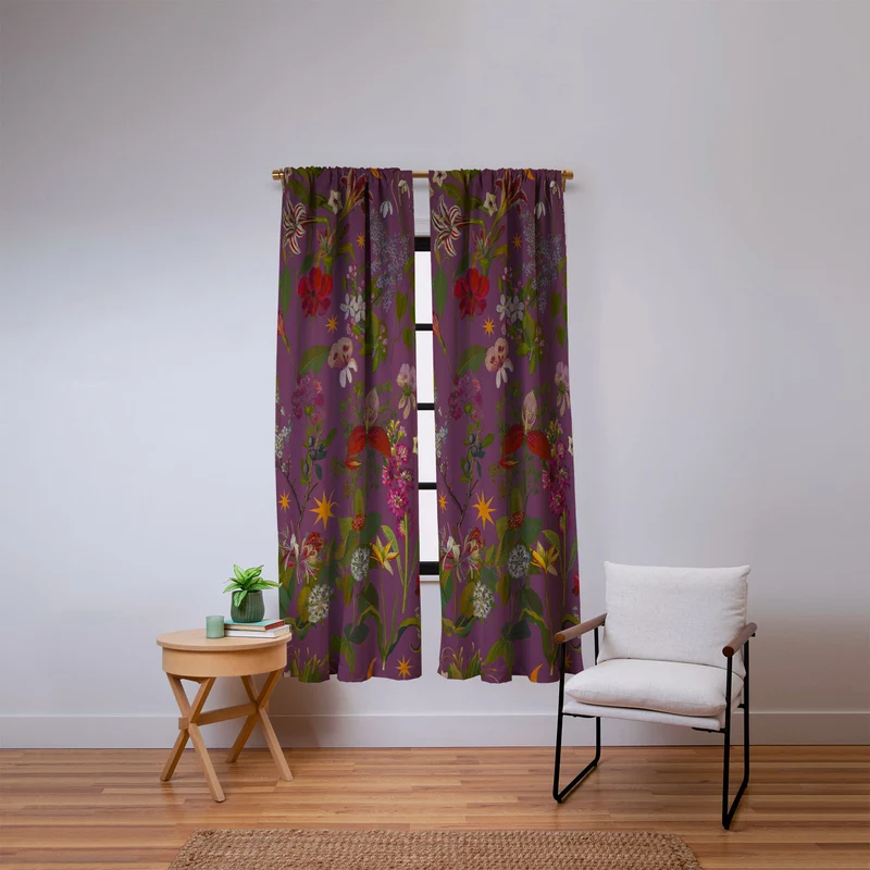 Amryllis Star Wine Window Curtain