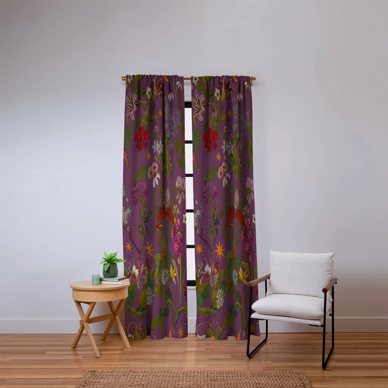 Amryllis Star Wine Window Curtain