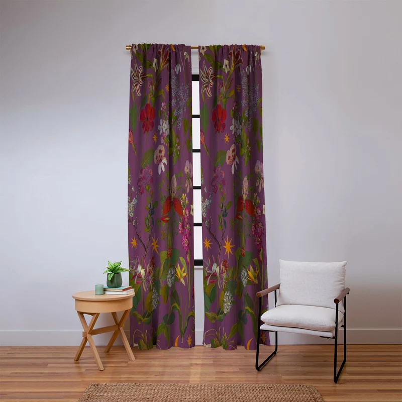 Amryllis Star Wine Window Curtain