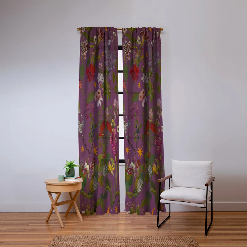 Amryllis Star Wine Window Curtain