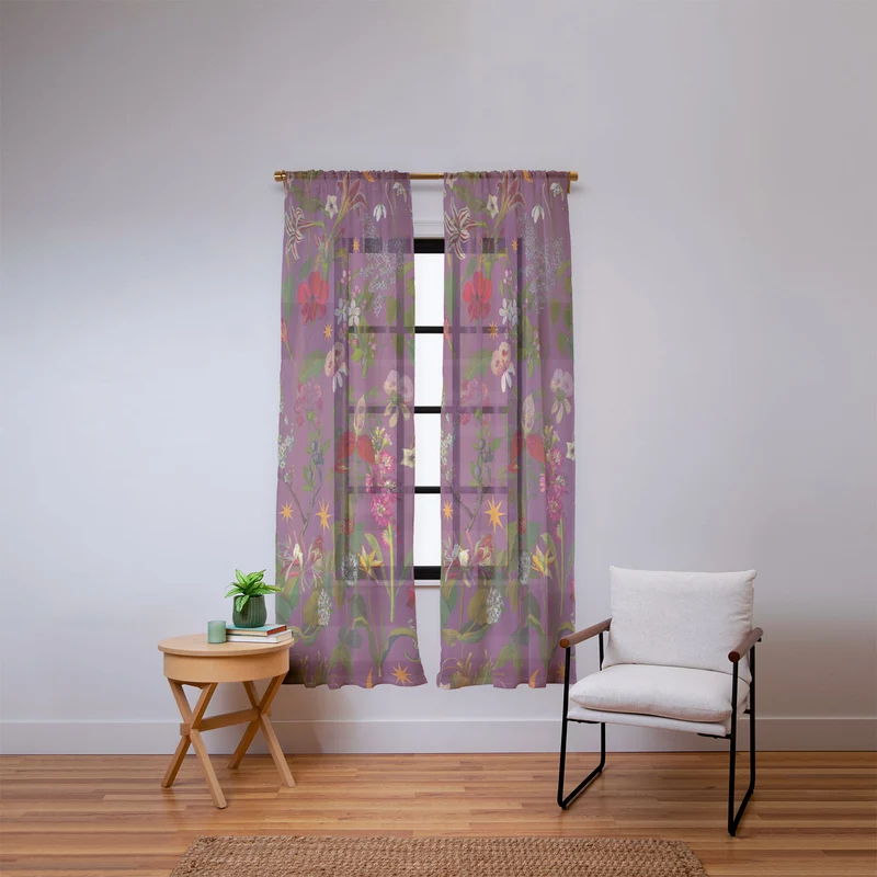 Amryllis Star Wine Window Curtain