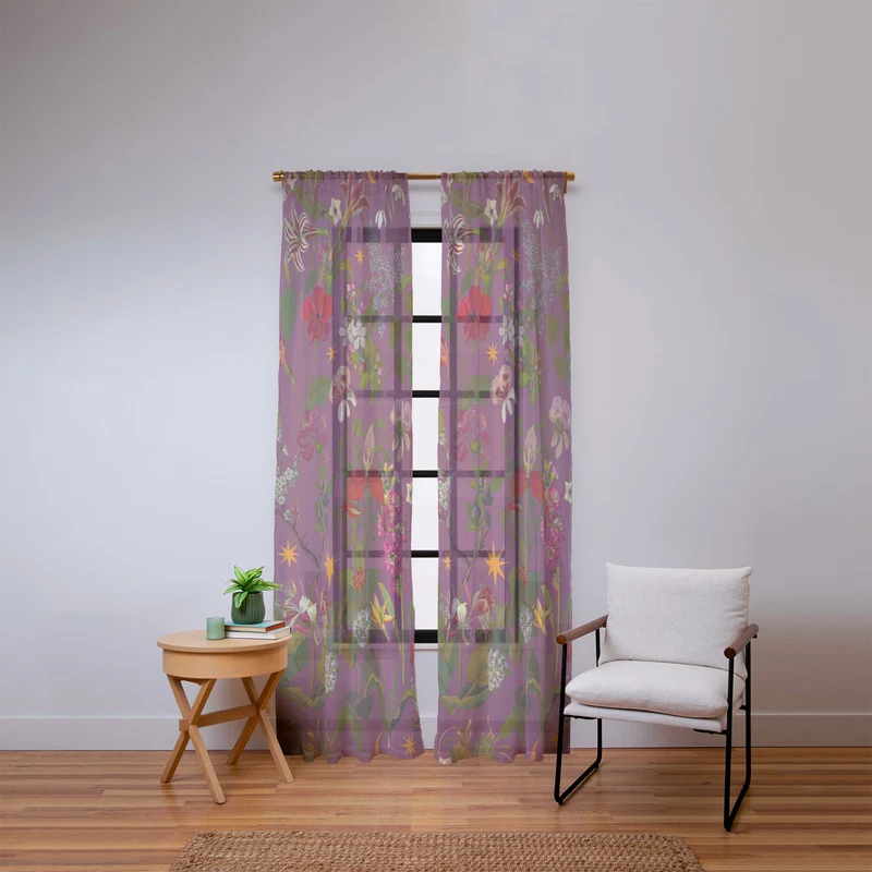 Amryllis Star Wine Window Curtain