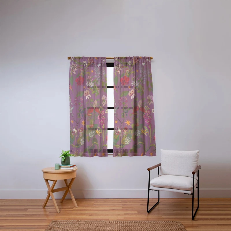 Amryllis Star Wine Window Curtain
