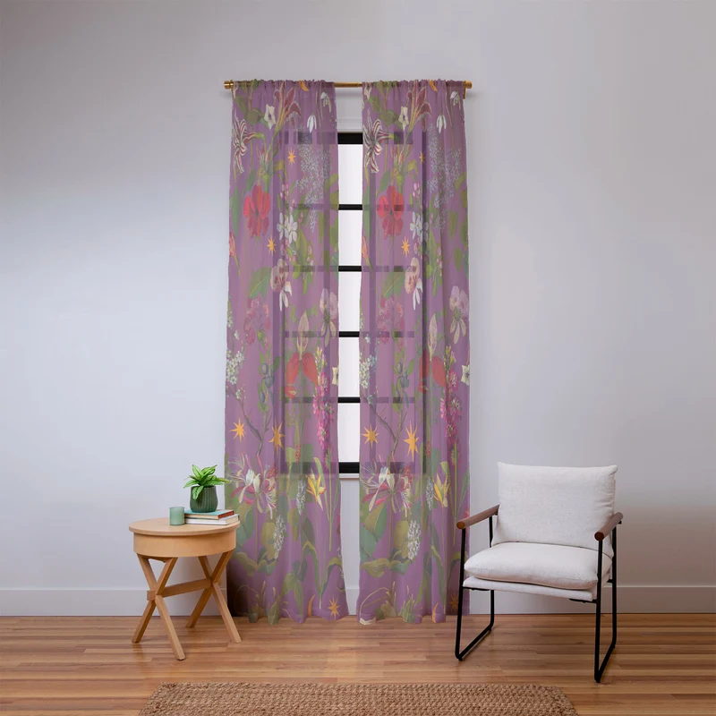 Amryllis Star Wine Window Curtain