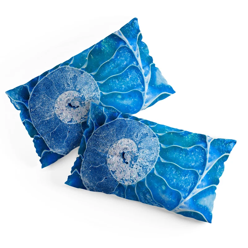 Blue Ammonite Fossil Pillow Sham
