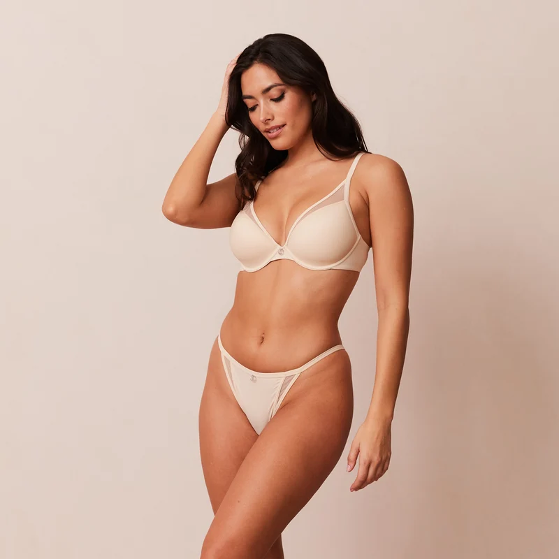 Classic Plunge T-shirt BH - Latte