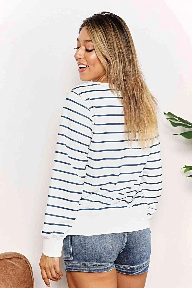 Luxe gestreept shirt met ronde hals - Chique top met lange mouwen voor een tijdloze stijl