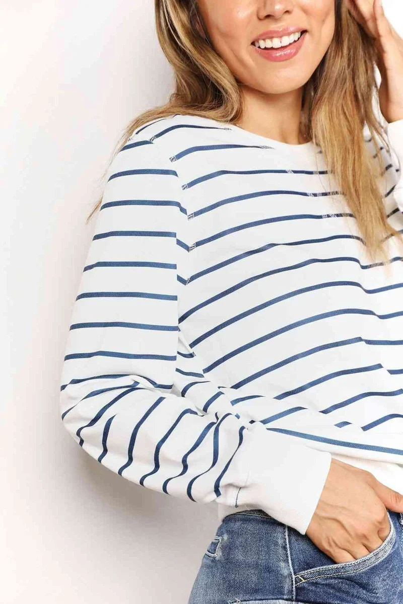 Luxe gestreept shirt met ronde hals - Chique top met lange mouwen voor een tijdloze stijl