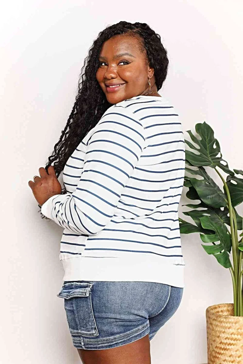 Luxe gestreept shirt met ronde hals - Chique top met lange mouwen voor een tijdloze stijl