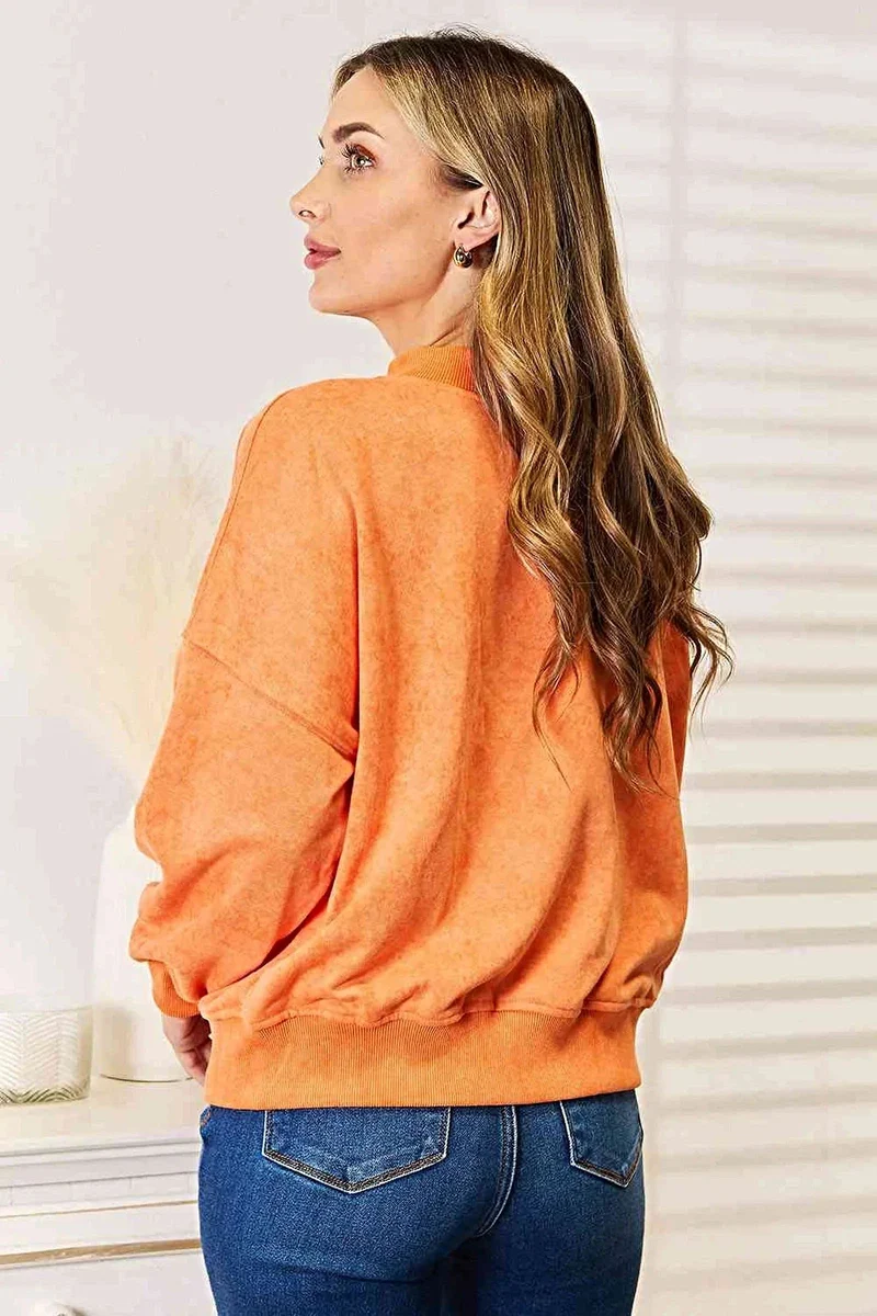 Chique sweatshirt met ronde hals, verlaagde schouders en ribboord - veelzijdige casual stijl