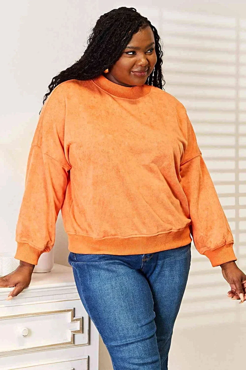 Chique sweatshirt met ronde hals, verlaagde schouders en ribboord - veelzijdige casual stijl