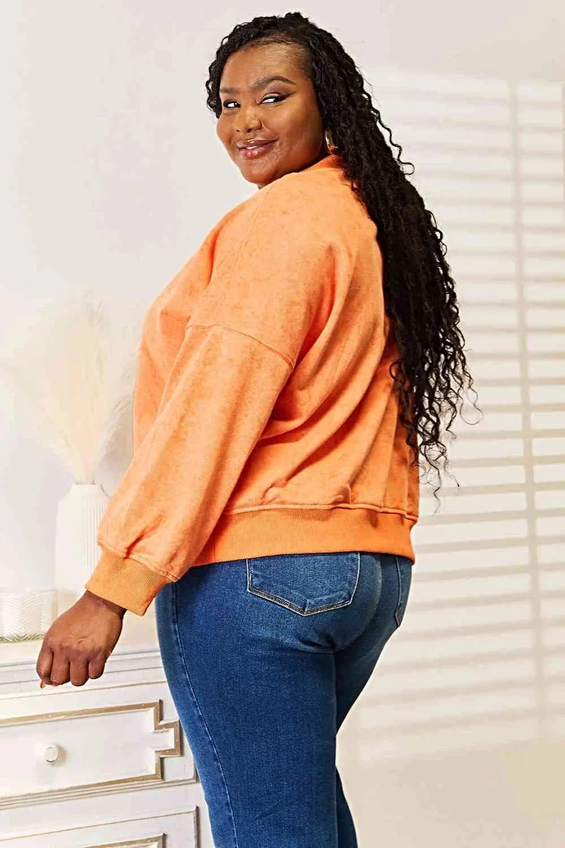 Chique sweatshirt met ronde hals, verlaagde schouders en ribboord - veelzijdige casual stijl