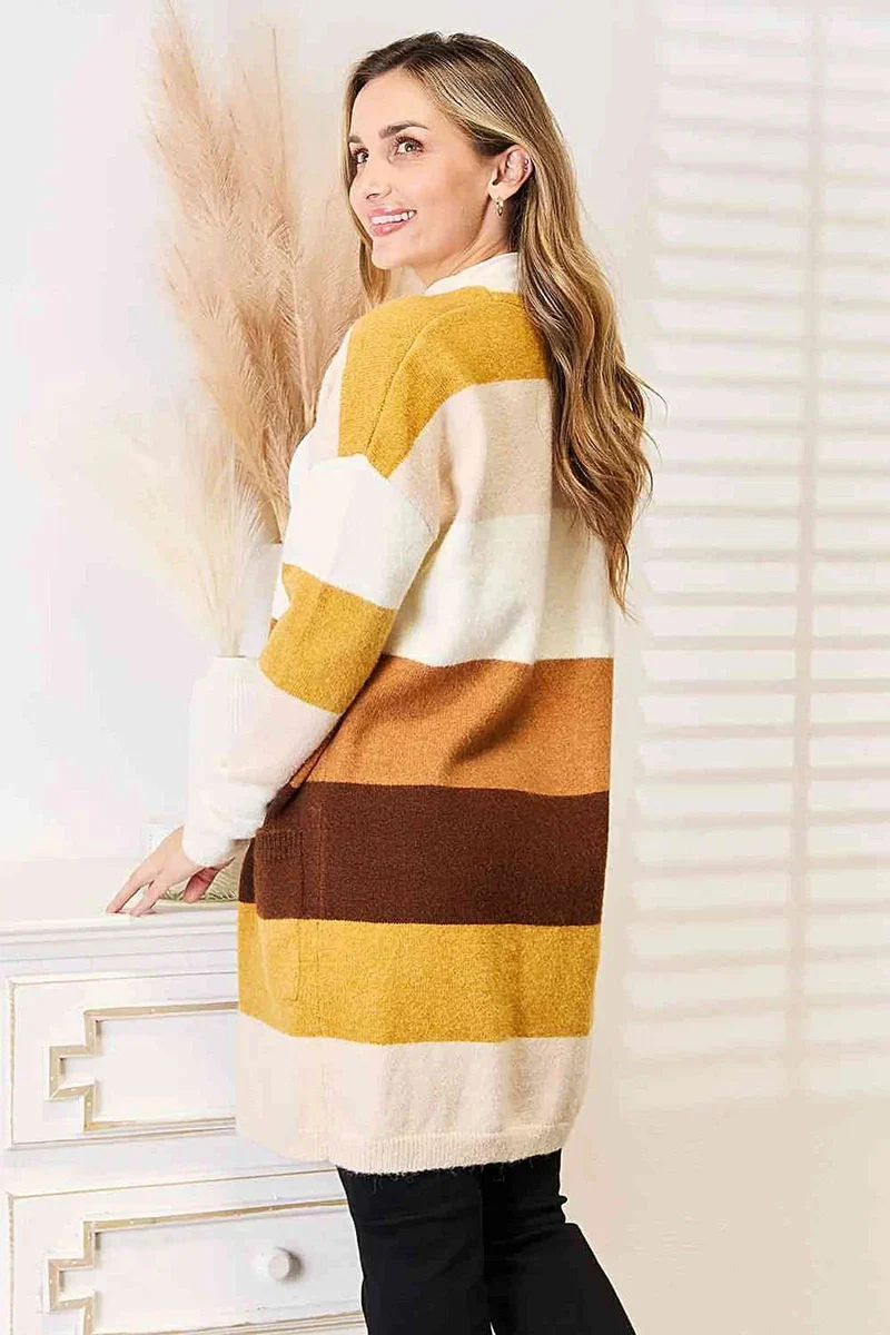 Geweven vest met kleurblokken, verlaagde schouders en zakken – Trendy en comfortabel