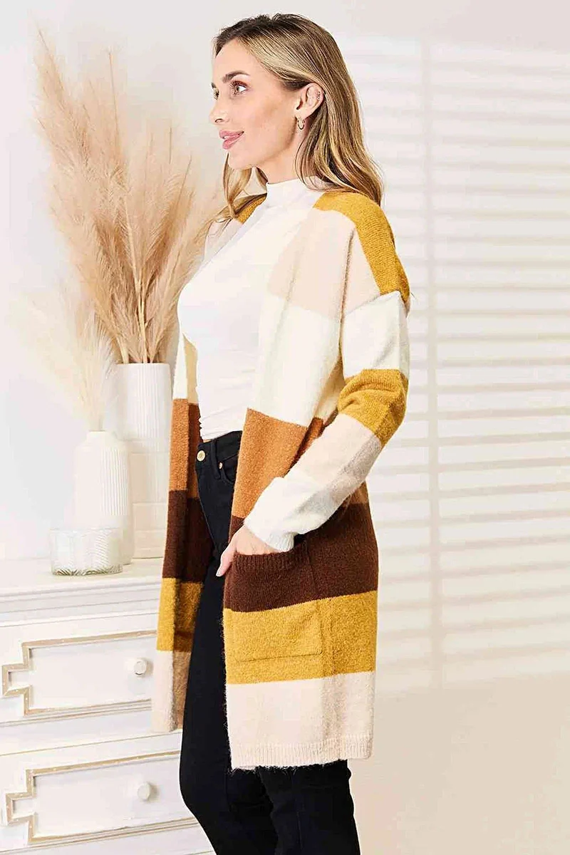 Geweven vest met kleurblokken, verlaagde schouders en zakken – Trendy en comfortabel