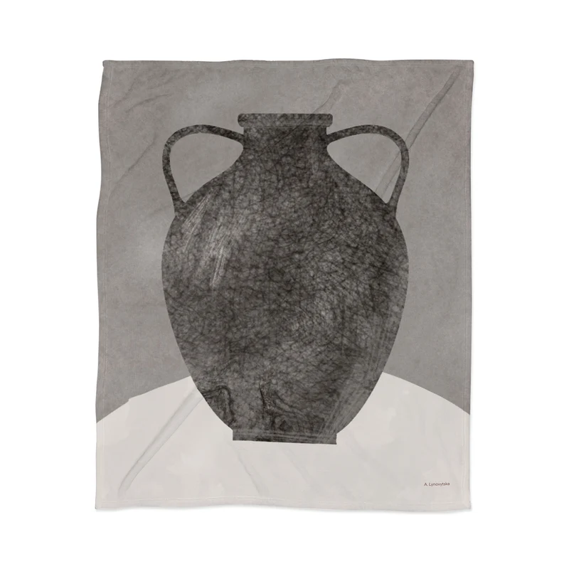 Graphite amphora on a gray background Throw Blanket