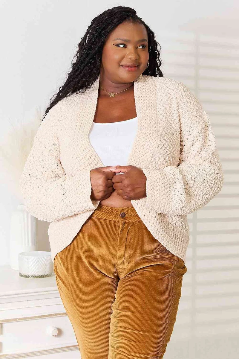 Elegant open vest van 100% acryl met lange mouwen - een comfortabel en onmisbaar kledingstuk om in laagjes te dragen