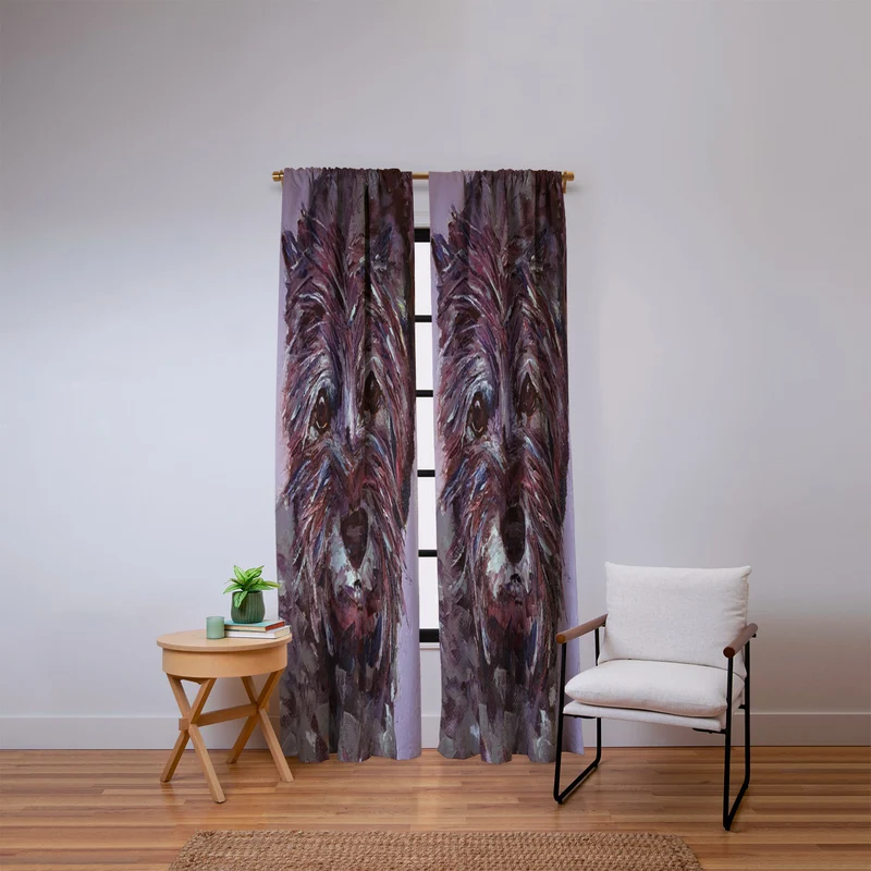 Colorful Canine Portrait Window Curtain