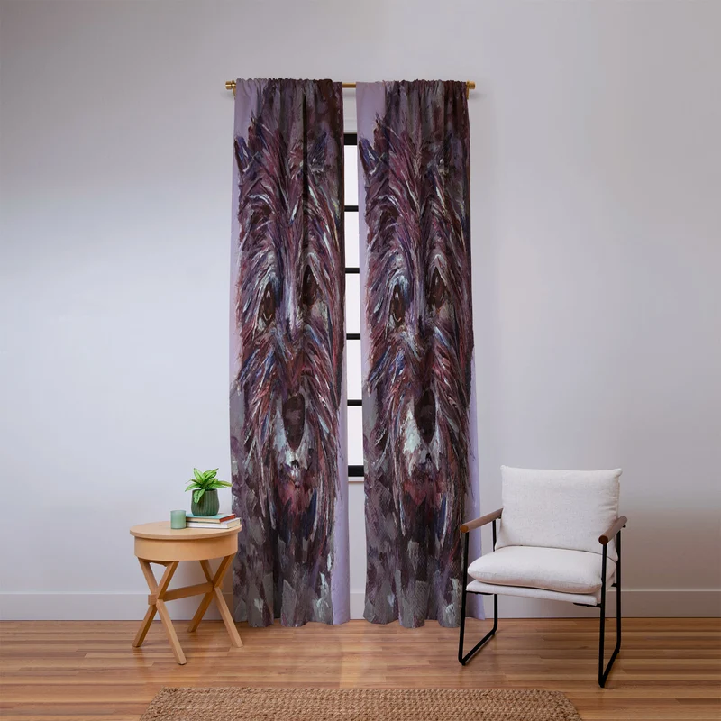 Colorful Canine Portrait Window Curtain