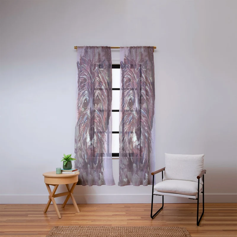 Colorful Canine Portrait Window Curtain