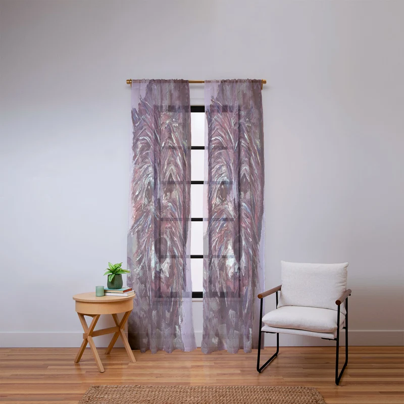 Colorful Canine Portrait Window Curtain