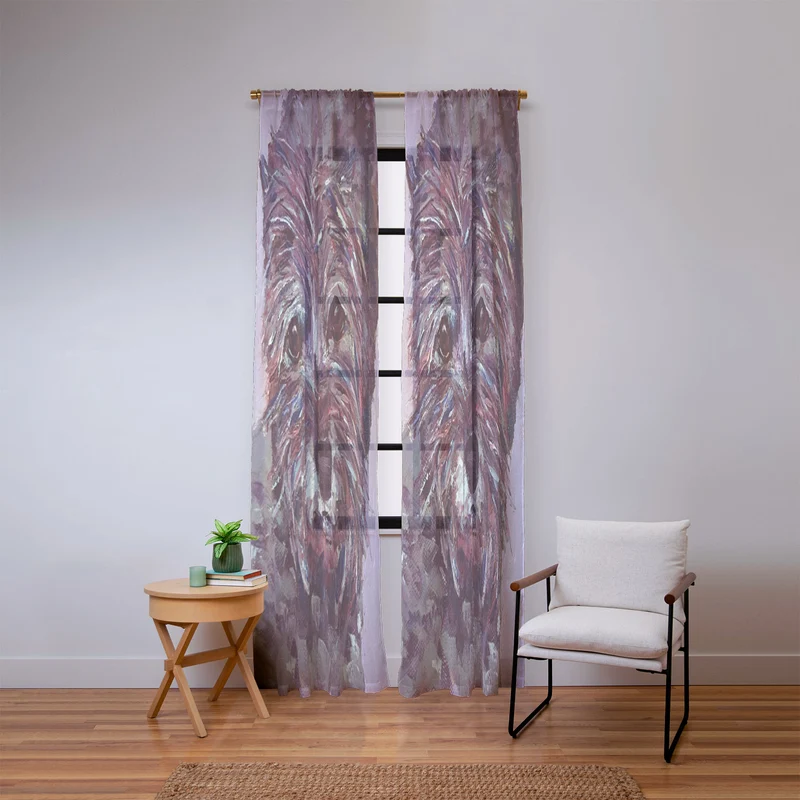 Colorful Canine Portrait Window Curtain