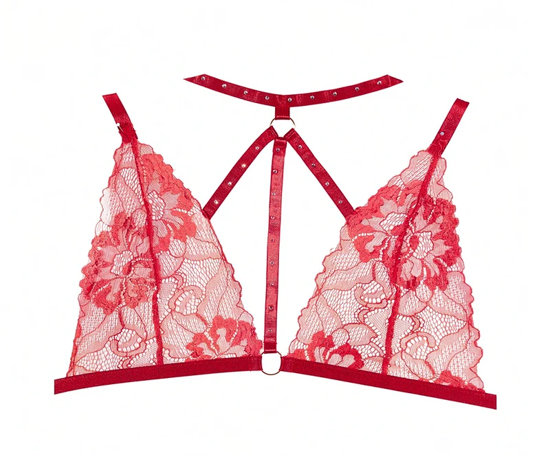 Margot bralette en kruisloze pantyset, als je iets extra sexy wilt in rood